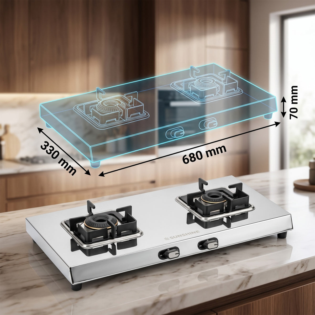 Thunder 2 Burner Stainless Steel Gas Stove | 5 Year Body & Burner Warranty