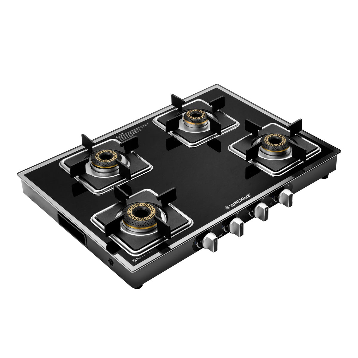 Arrow 4 Burner Gas Stove | Glass Top | 8D Brass Burner