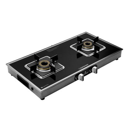 Arrow 2 Burner Gas Stove | Glass Top | 8D Brass Burner | Manual Ignition