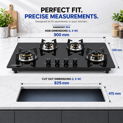 Harmony 4 Burner Gas Built-In Hob – 65CM, 90CM