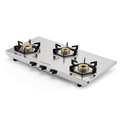 Enzo Stainless Steel Cooktop | Manual Ignition | 3 Burner