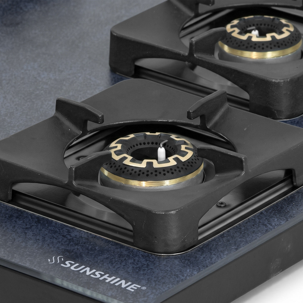 Rosetta 4 Burner Hobtop | Granite-Texture Toughened Glass | Brass Burners | 10 Year Warranty