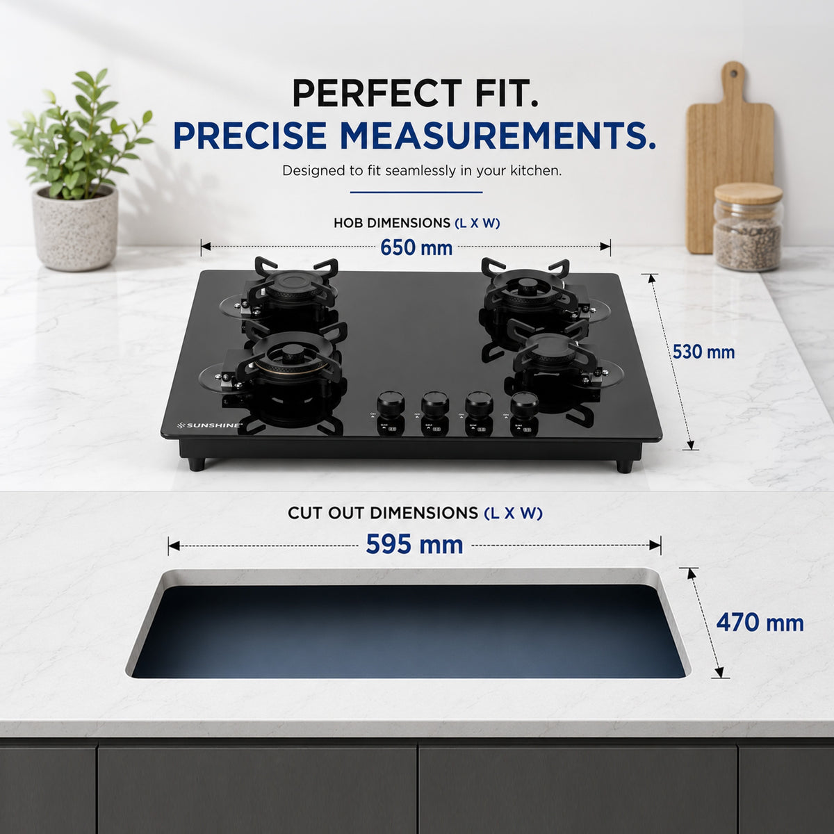 Peridona Built-in Hob | Liftable Burner System | 3 & 4 Burner
