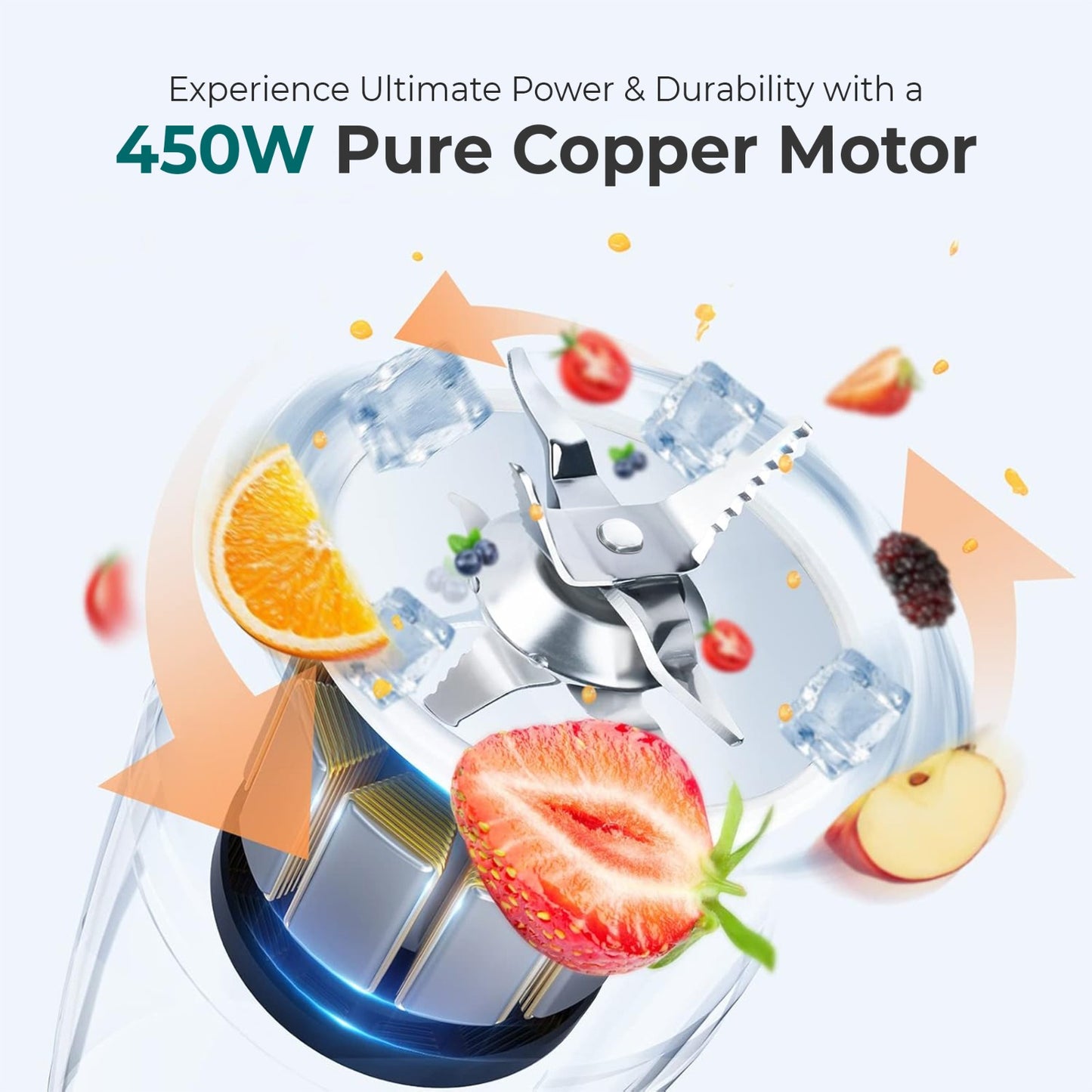 Sunshine Nutri Vita 450 2 In 1 Nutri Blender, Powerful 450 Watts Pure Copper Motor, Shakes and Juices, Stainless Steel Body, 2 Blade Set: Wet & Dry