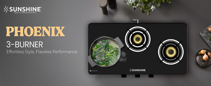 Sunshine Phoenix 3 Burner Gas Stove Cooktop Manual Ignition
