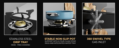 Sunshine Phoenix 3 Burner Gas Stove Cooktop Manual Ignition