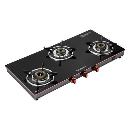 Sunshine Donna 3 Burner Gas Stove Manual Ignition (Glass Top, 2 years warranty)