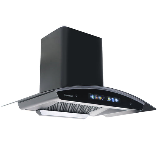Sunshine Lorenzo 60 Wall Mounted Curved Glass Auto Clean Chimney with Multimedia Display