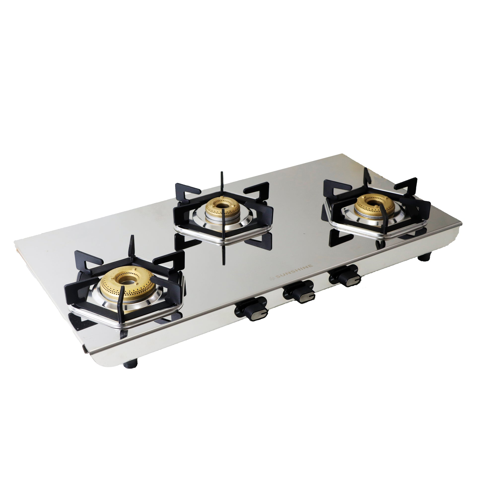 Sunshine Enzo Stainless Steel Cooktop, ISI Certified Manual Ignition 3 Burner Gas Stove, 2 Years General Warranty