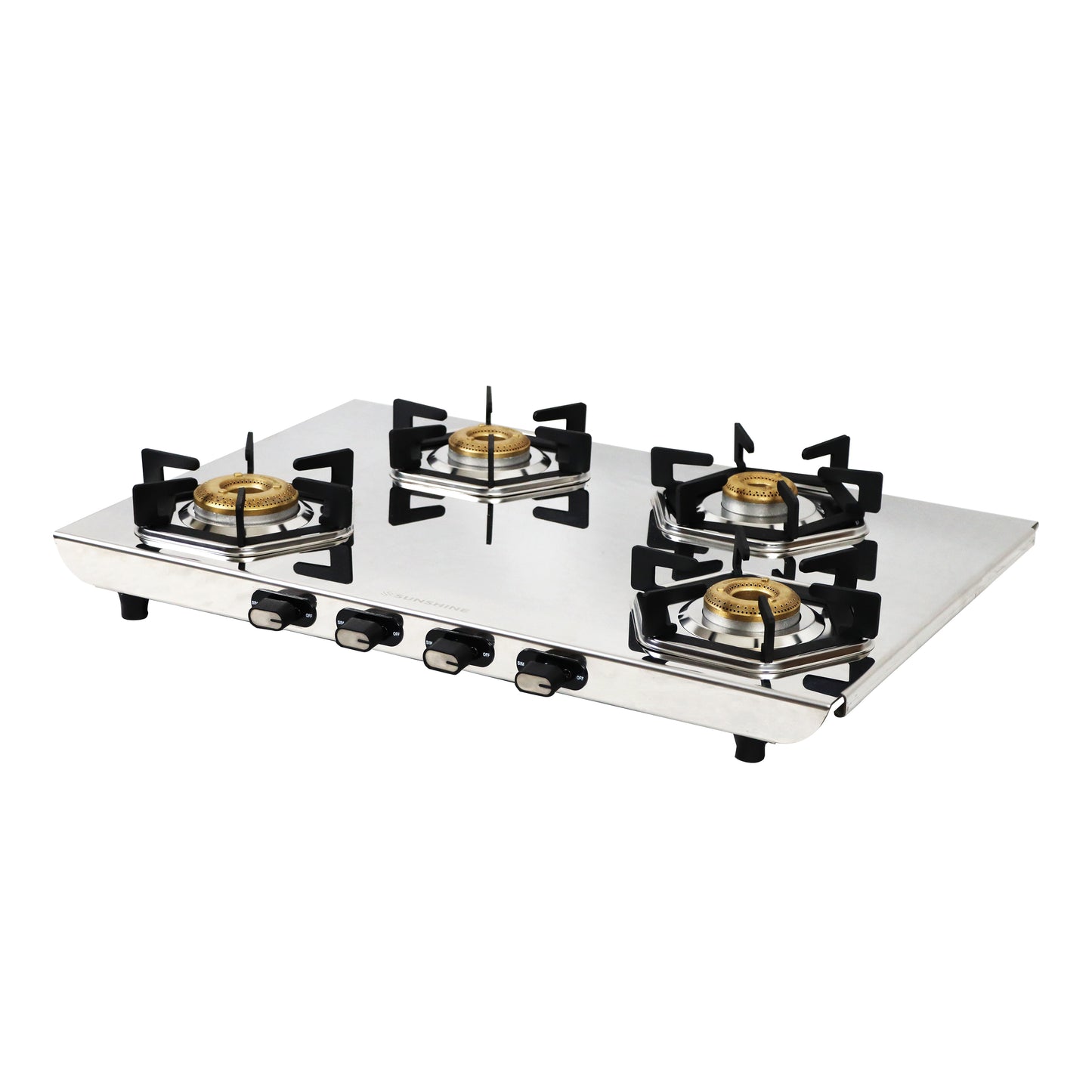 Sunshine Enzo Stainless Steel Cooktop, ISI Certified Manual Ignition 4 Burner Gas Stove, 2 Years General Warranty