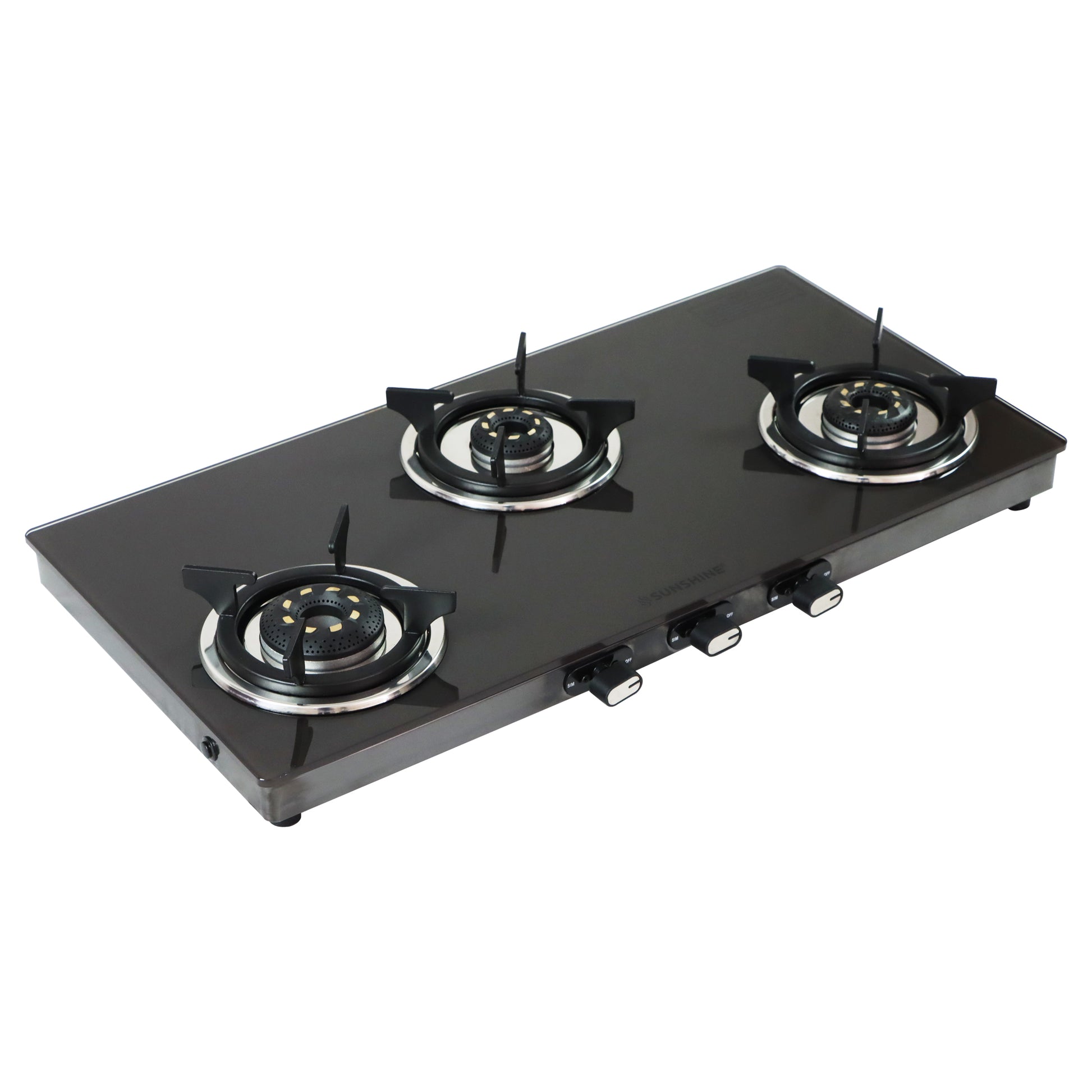 Sunshine Sonet 3 Burner Gas Stove Toughened Glass Cooktop Manual Ignition