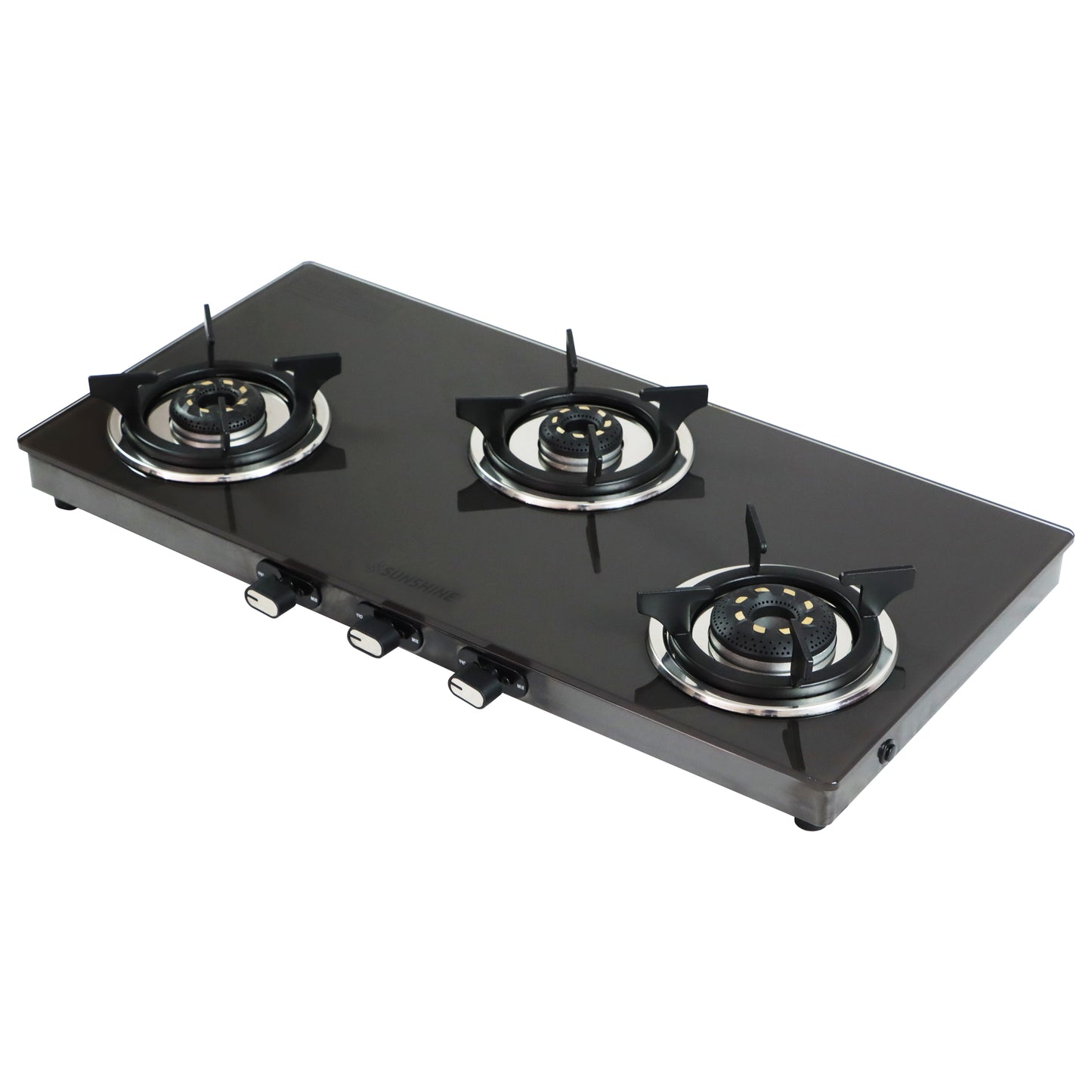 Sunshine Sonet 3 Burner Gas Stove Toughened Glass Cooktop Manual Ignition
