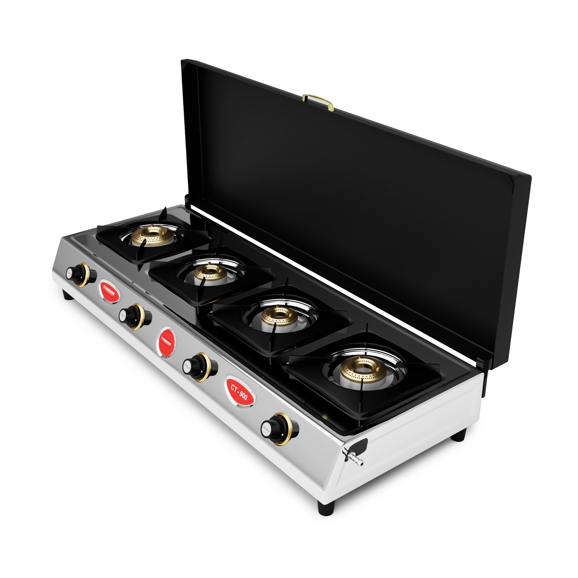 Sunshine CT-900 Cover Four Burner Stainless Steel Gas Stove