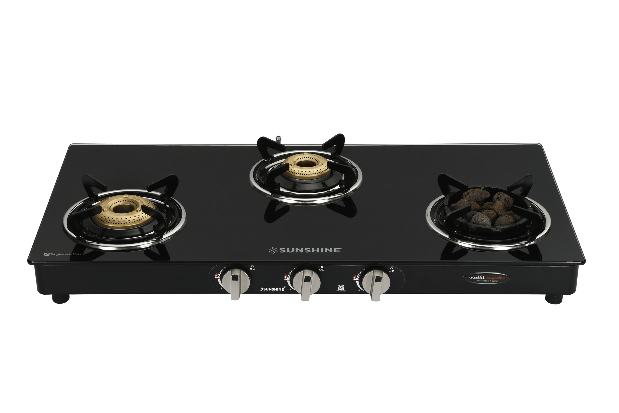 Sunshine Meethi Angeethi Pro 3 Burner Gas Stove Manual Ignition